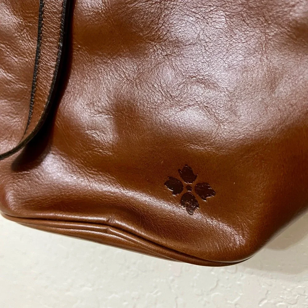 Patricia Nash Cognac Brown Leather Buckle Crossbody Bag Boho Equestrian Artisan